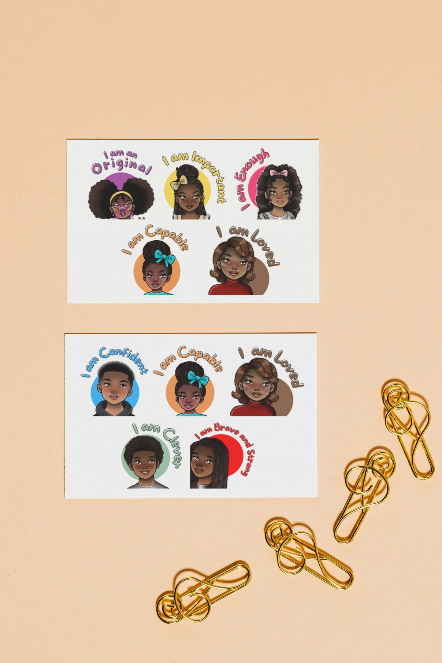 Affirmations Sticker Landscape Sheets (Words & Characters)