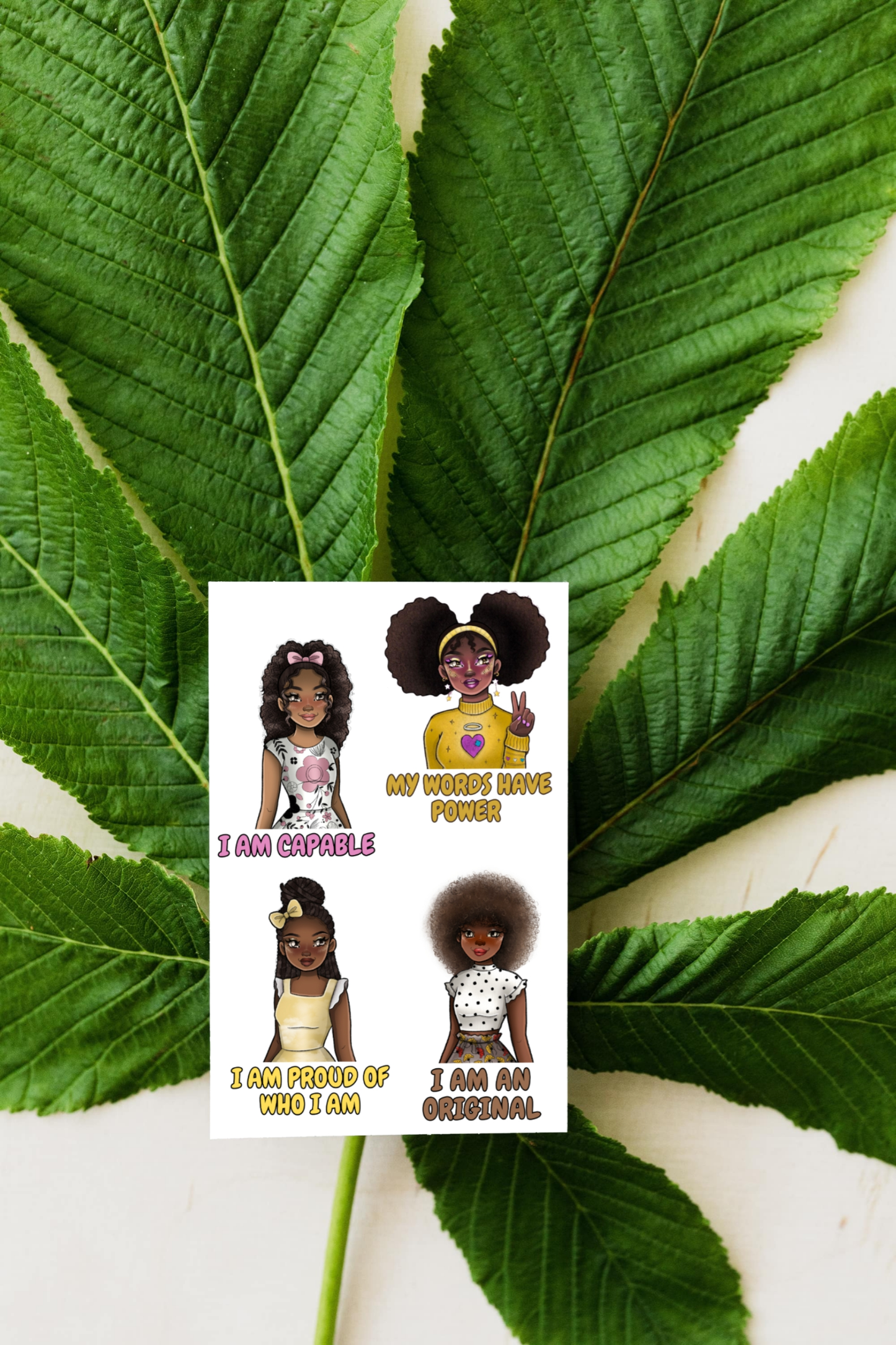 Affirmations Sticker Horizontal Sheets (Words & Characters)