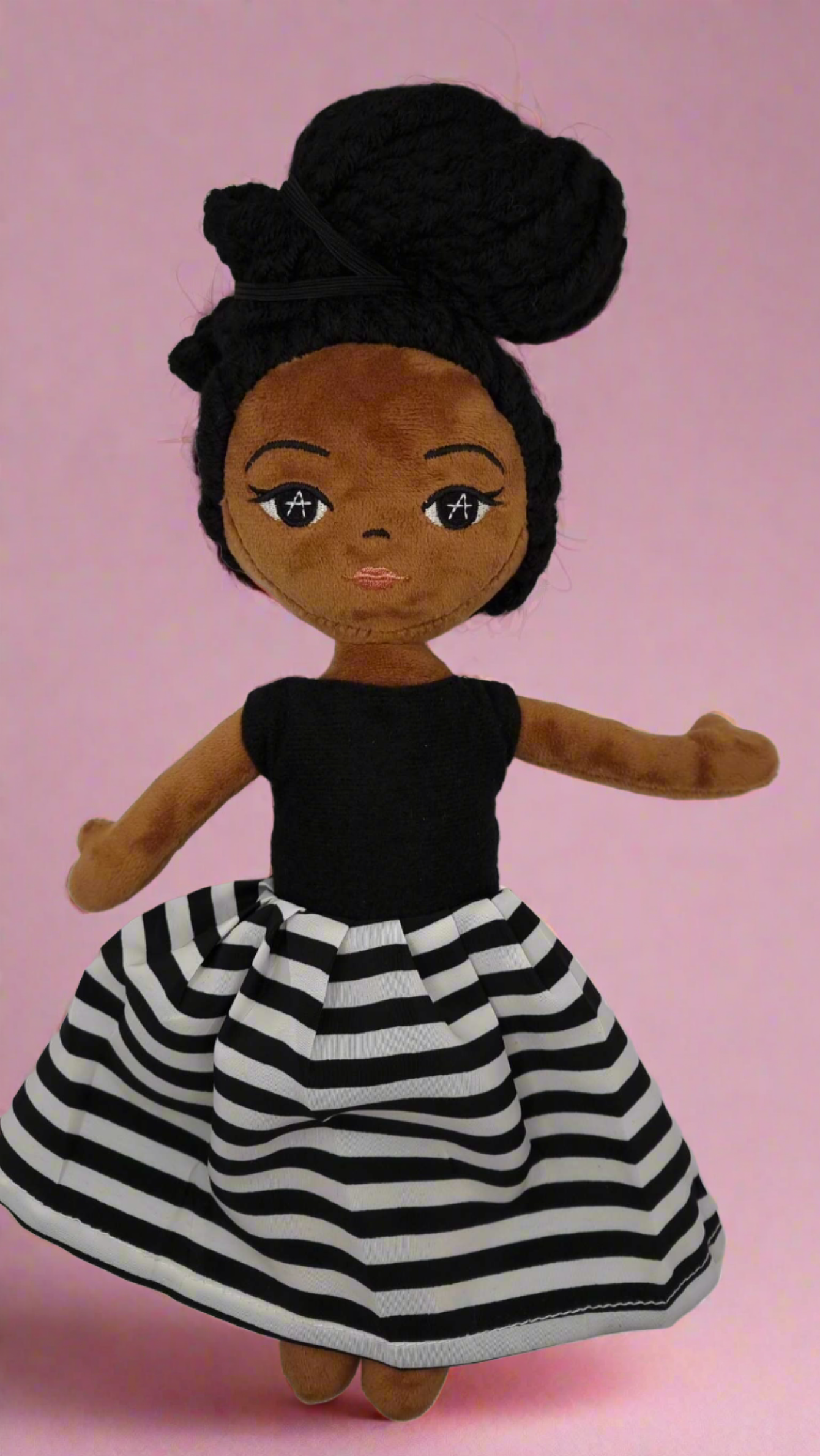 Plush Ama Black Girl Doll - Little Black Dress