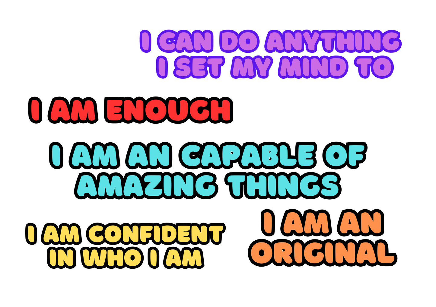 Affirmations Sticker Sheets (Words only)