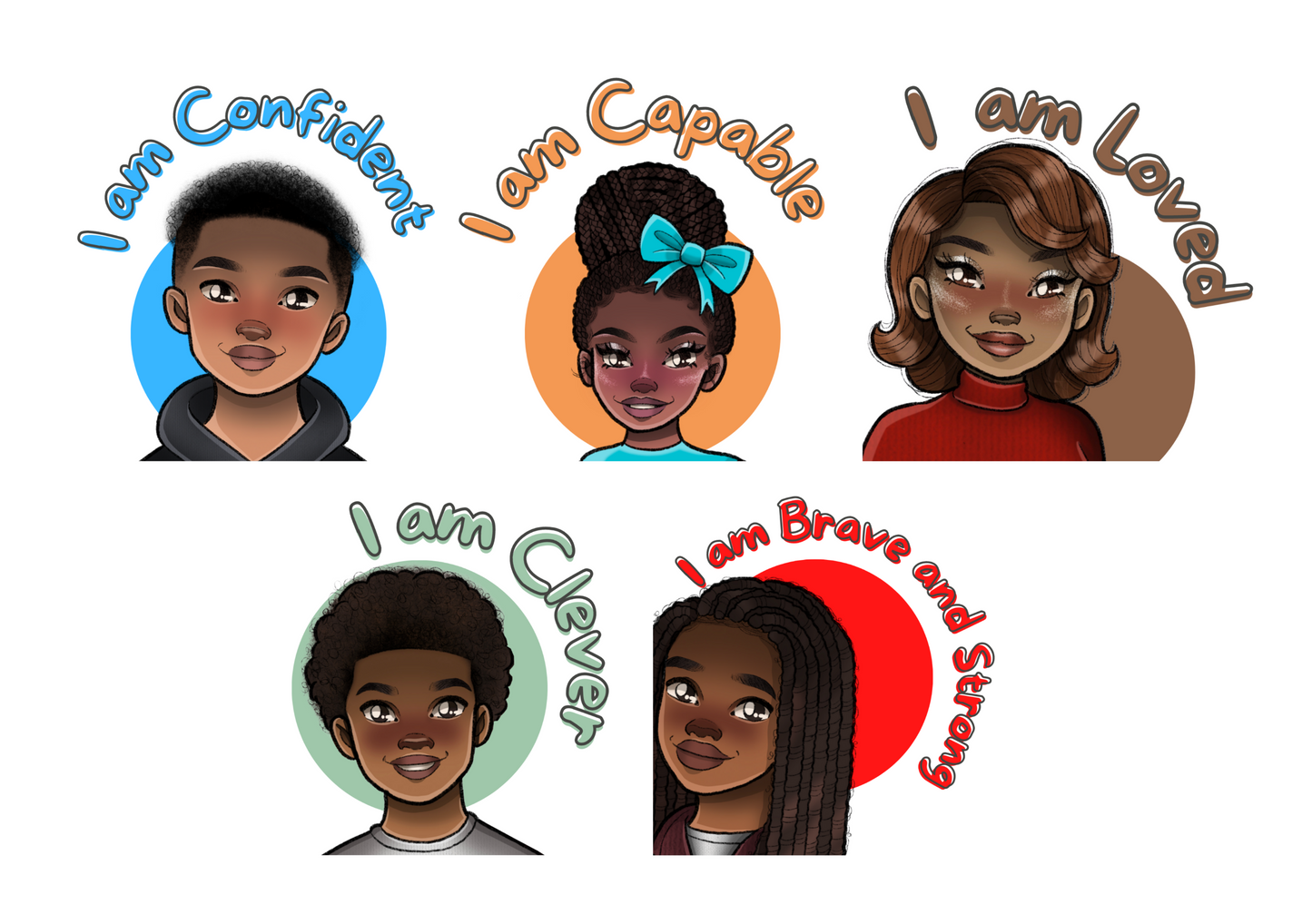 Affirmations Sticker Landscape Sheets (Words & Characters)