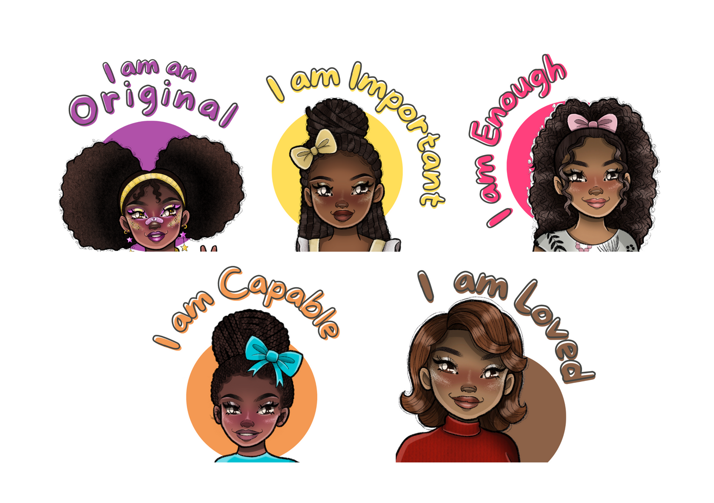 Affirmations Sticker Landscape Sheets (Words & Characters)