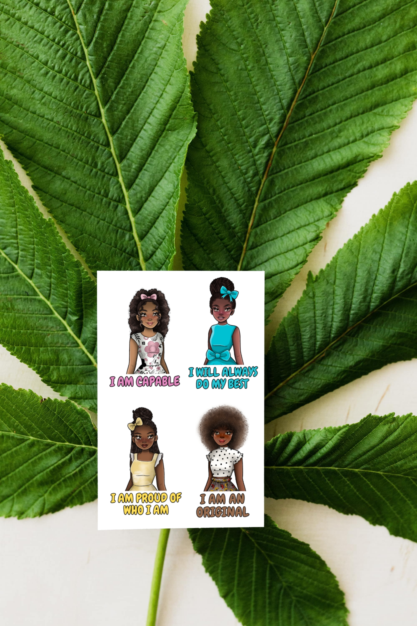 Affirmations Sticker Horizontal Sheets (Words & Characters)