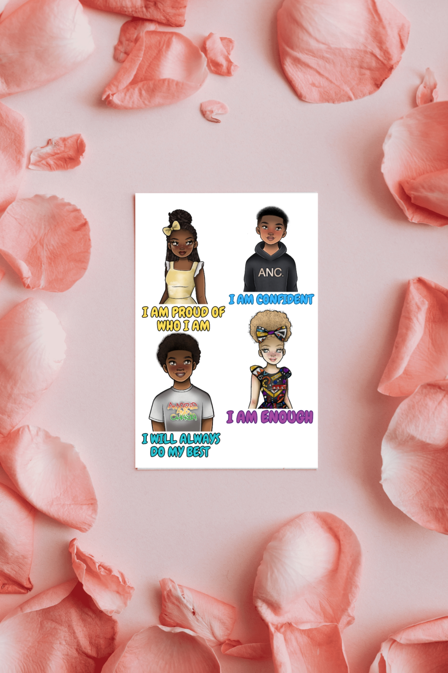 Affirmations Sticker Horizontal Sheets (Words & Characters)