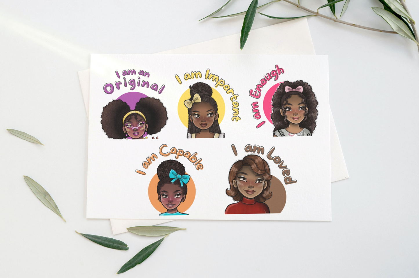 Affirmations Sticker Landscape Sheets (Words & Characters)