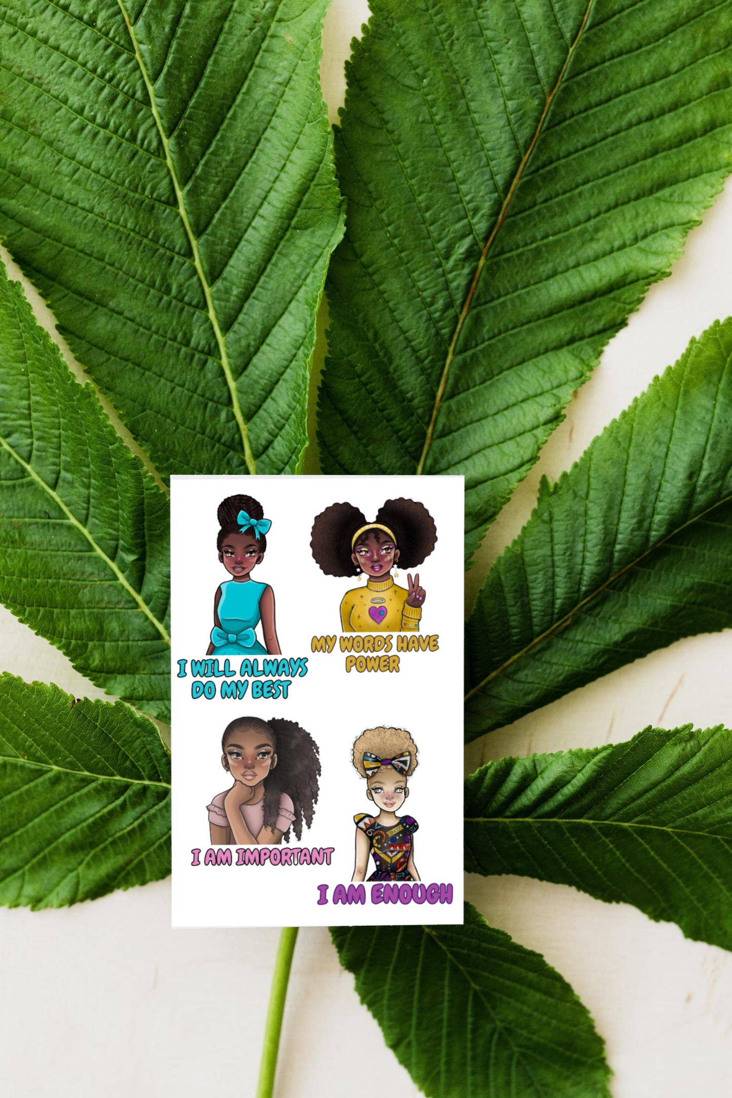 Affirmations Sticker Horizontal Sheets (Words & Characters)