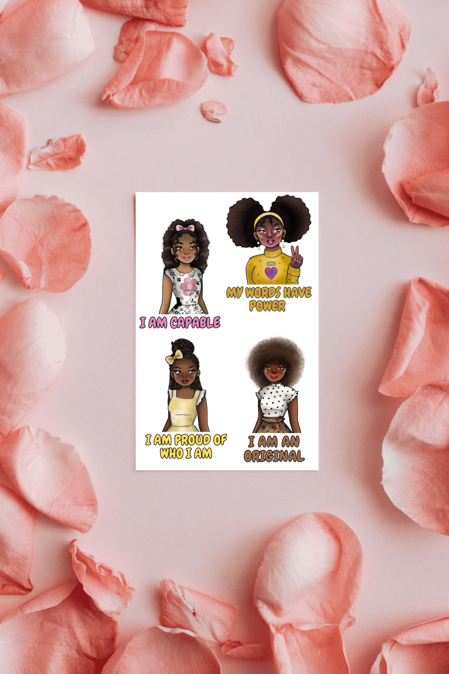 Affirmations Sticker Horizontal Sheets (Words & Characters)