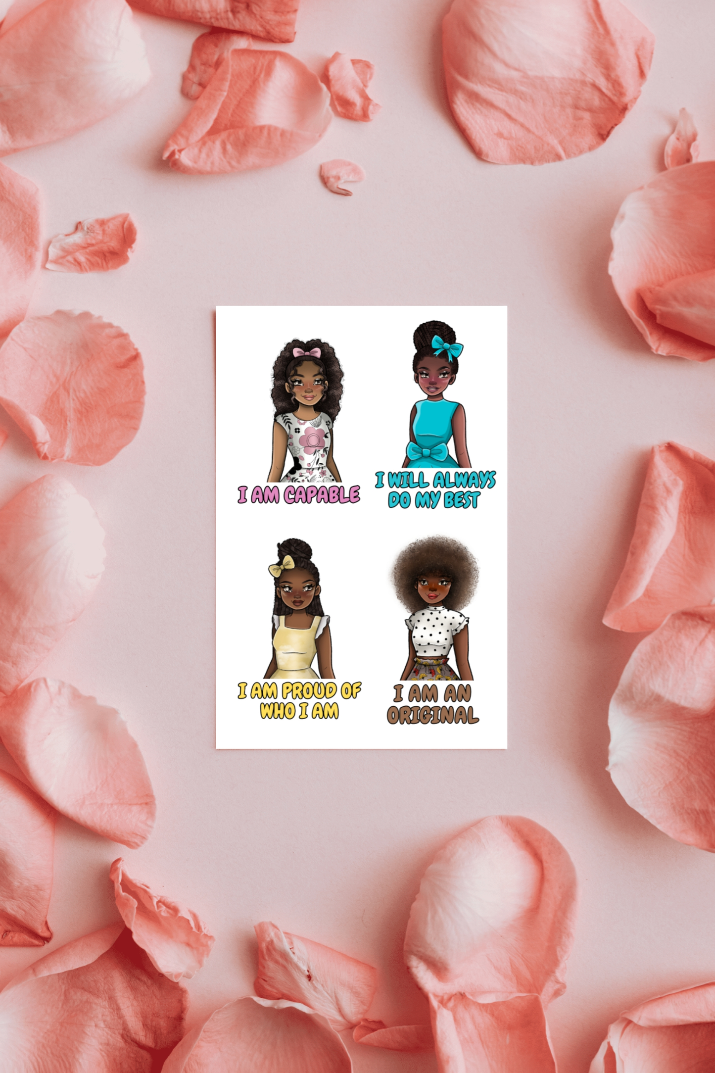 Affirmations Sticker Horizontal Sheets (Words & Characters)