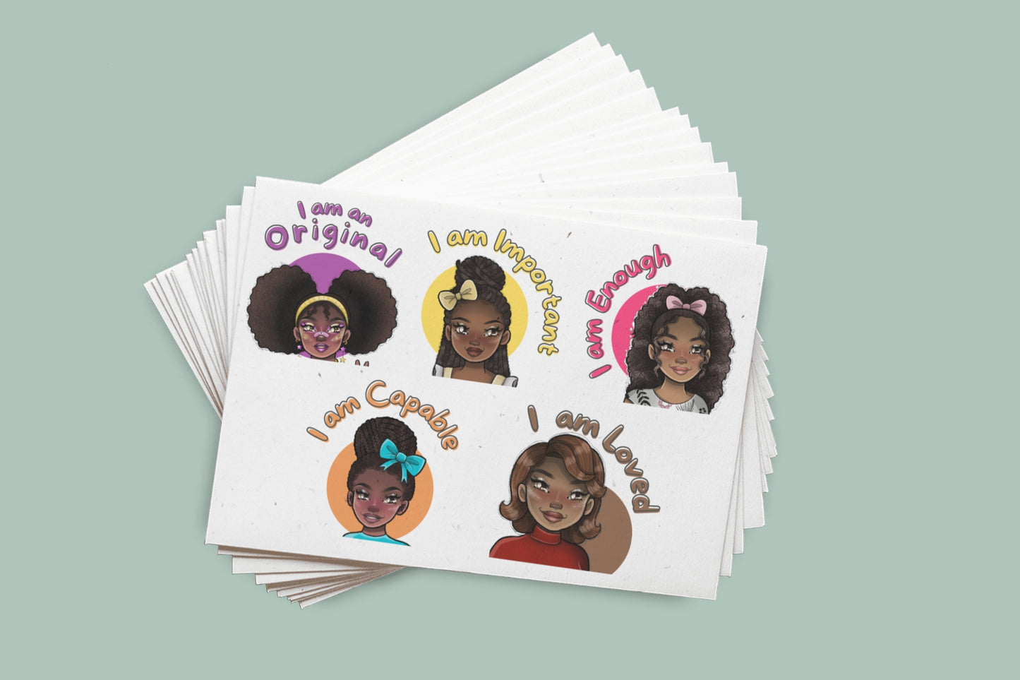 Affirmations Sticker Landscape Sheets (Words & Characters)