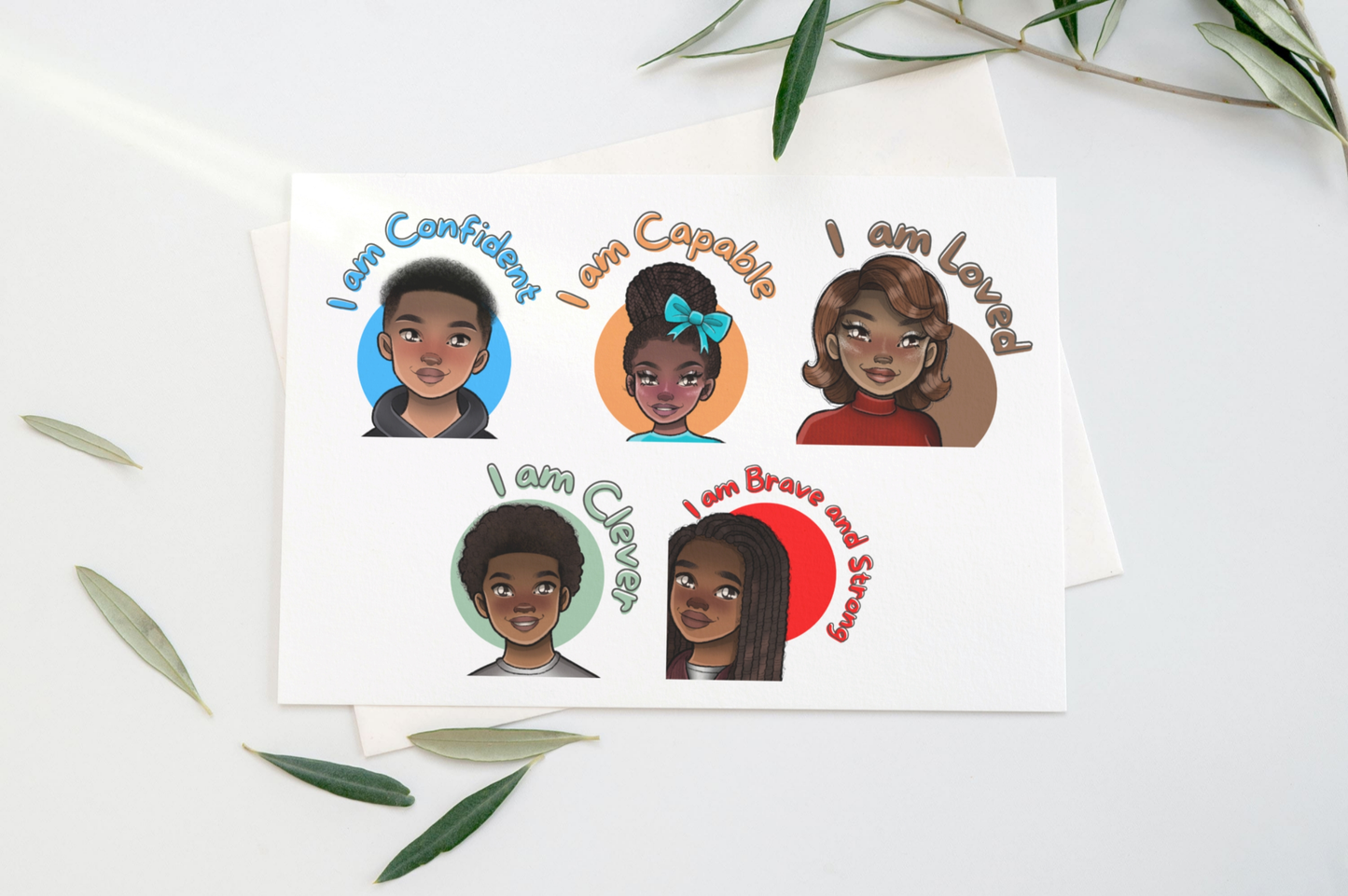 Affirmations Sticker Landscape Sheets (Words & Characters)