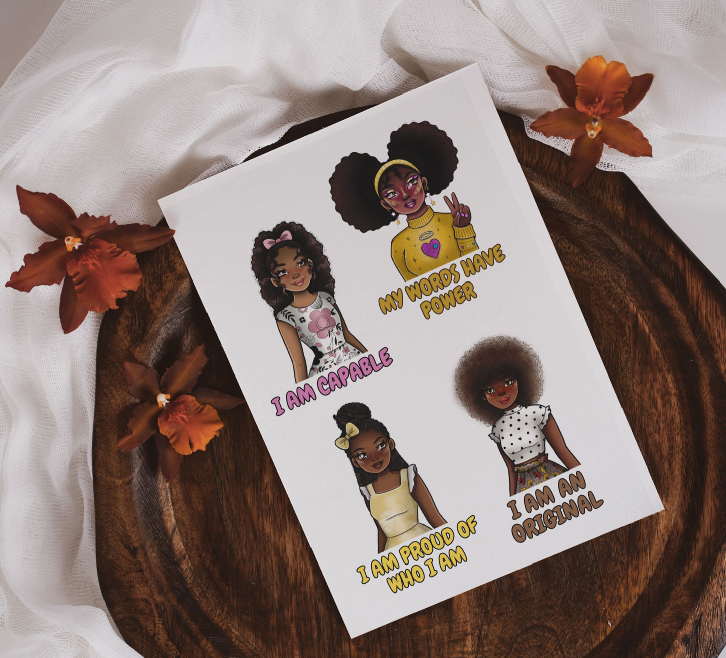 Affirmations Sticker Horizontal Sheets (Words & Characters)