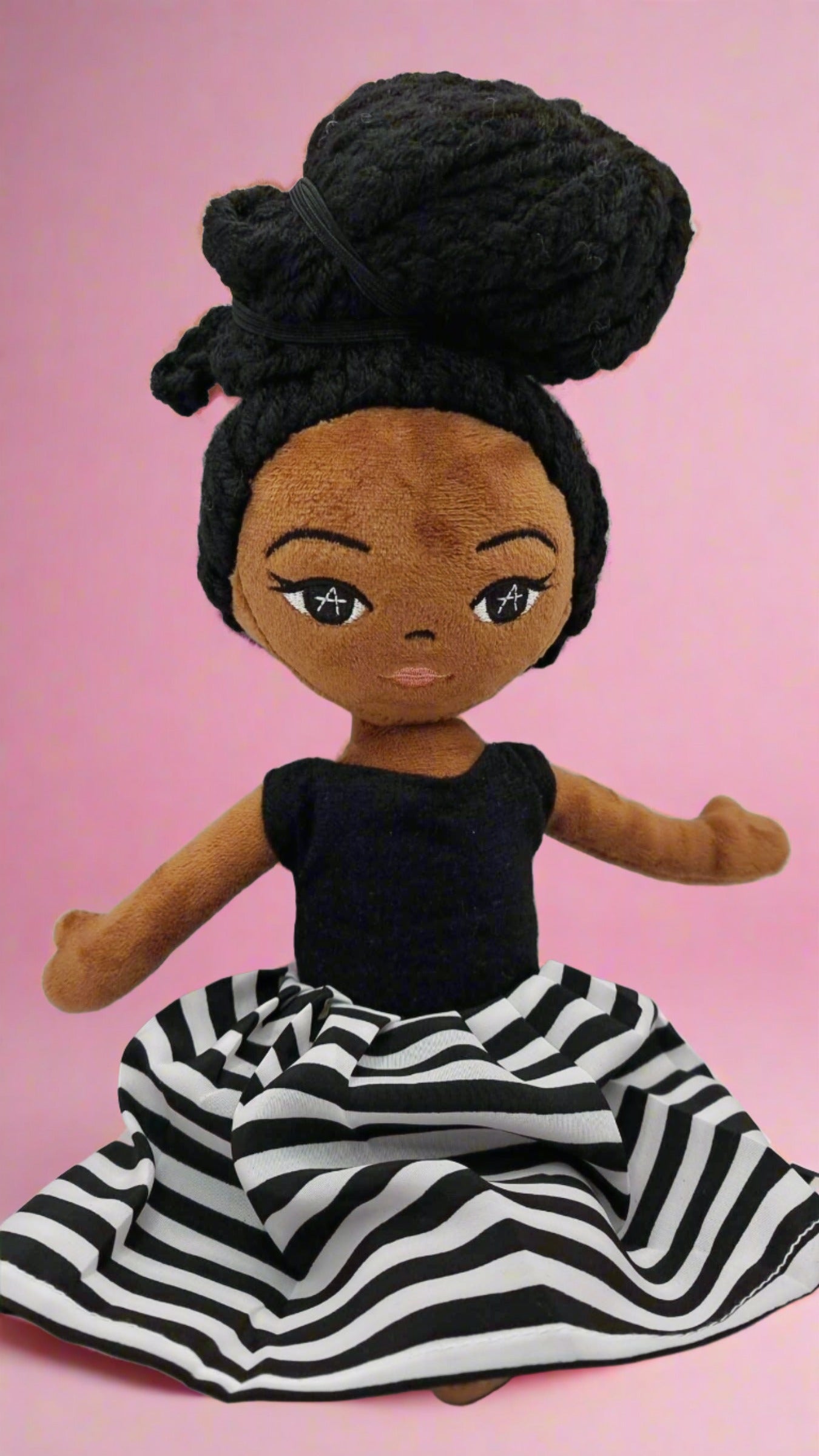 Plush Ama Black Girl Doll - Little Black Dress