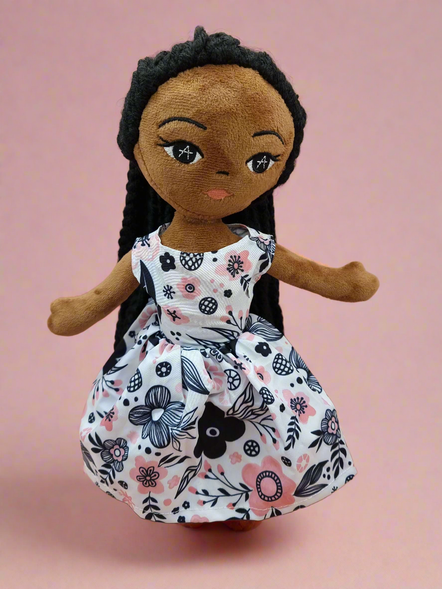 Plush Ama Handmade Doll flower dress Amaris and Chaya