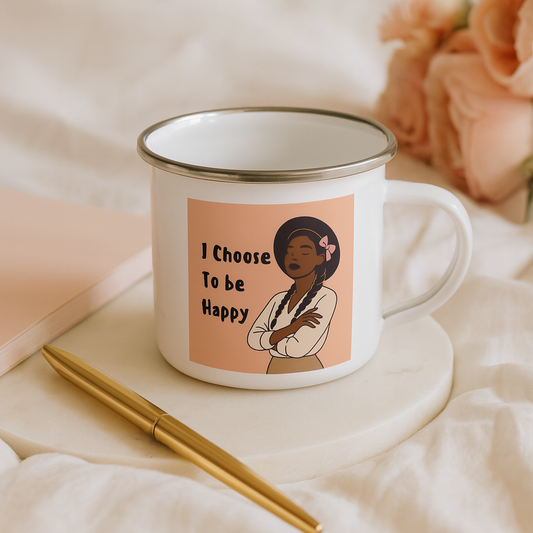 Choose Happy Affirmation Enamel Mug