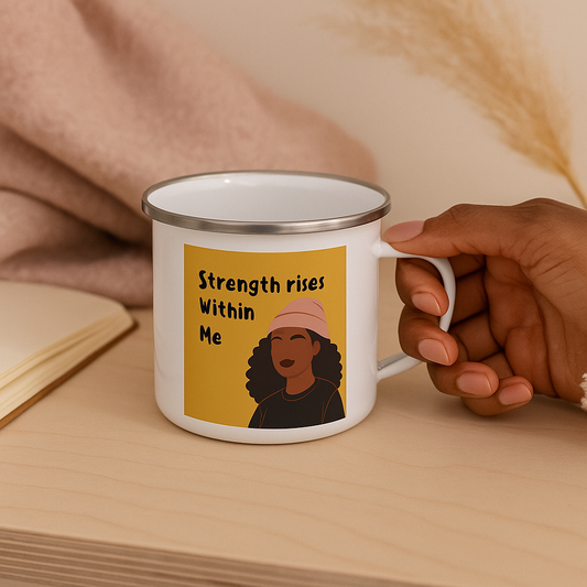Strength rises Affirmation Enamel Mug