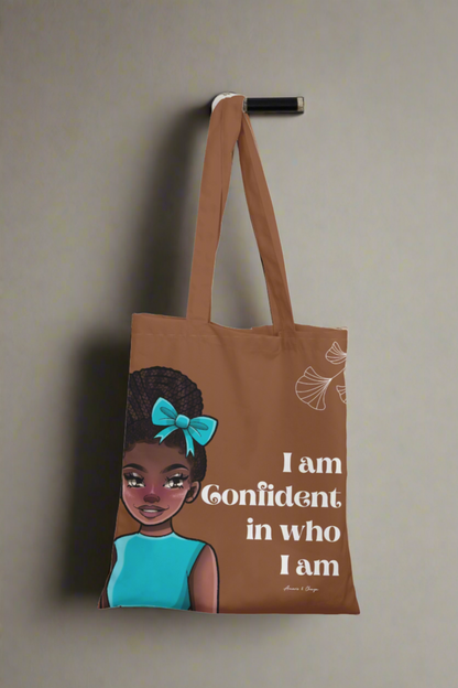 I am Confident Brown Tote bag- Plush Ama