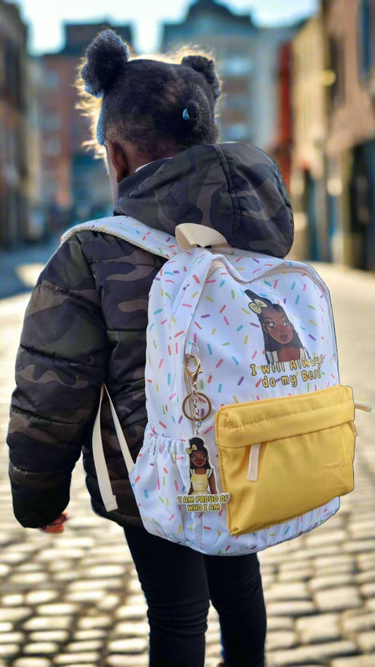 Imani Yellow Kids Backpack + Keychain