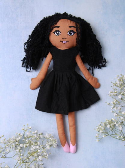 Chaya Handmade Fabric Doll - Little Black Dress