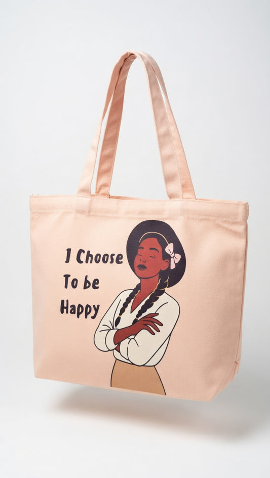 I Choose to be happy Carry-All Tote Bag (wide Base)