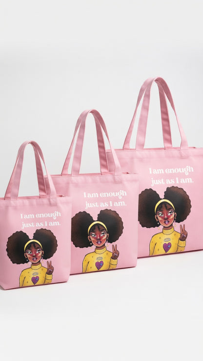 I am Enough Just as I am Carry-All Tote Bag (wide Base)