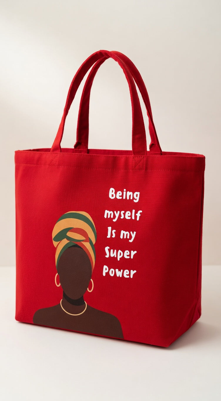 Being Myself is my Superpower Carry-All Tote Bag (wide Base)