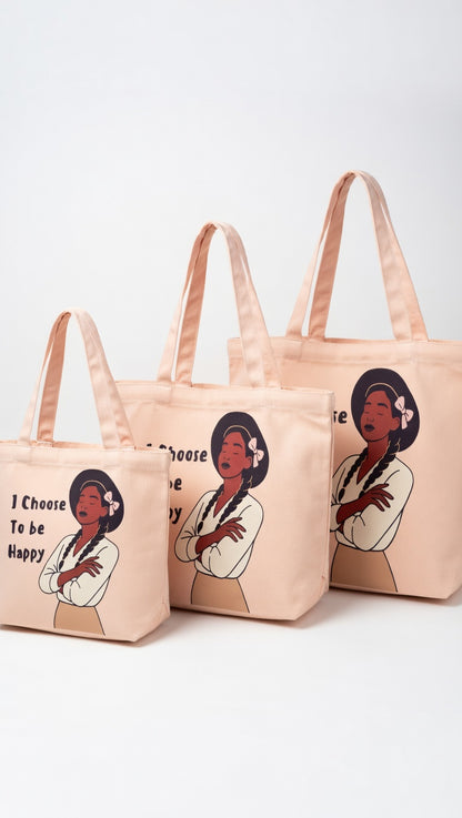 I Choose to be happy Carry-All Tote Bag (wide Base)