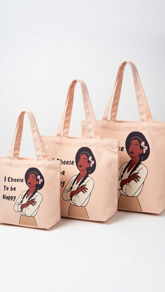 I Choose to be happy Carry-All Tote Bag (wide Base)