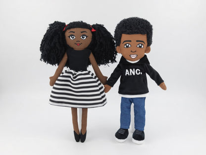 Amaris & RJ Inclusive Fabric Doll Set – Soft Cloth Doll Celebrating Diversity