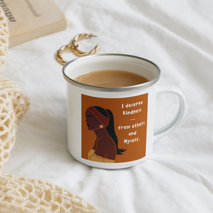 I Deserve Kindness Affirmation Enamel Mug